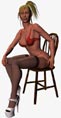 Poser модель на стуле в бикини.