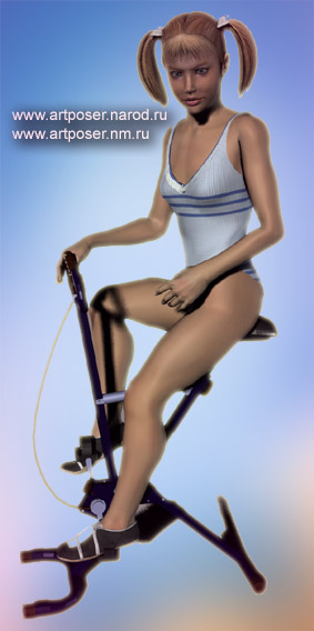 Модель для Poser Laura на велотренажере.